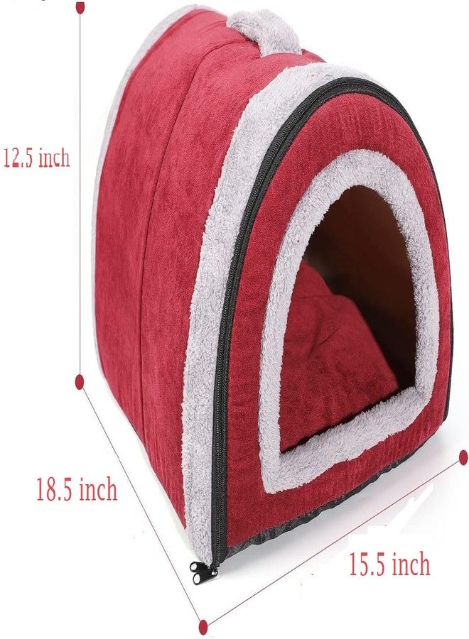 Fluffy's Luxurious 2-in-1 Foldable Pet House Ultra Soft Bed for Cat Dogs, Warm Portable Washable Indoor Puppy Kitten Beds Cave Tent Nest (S, Red) - Image 5
